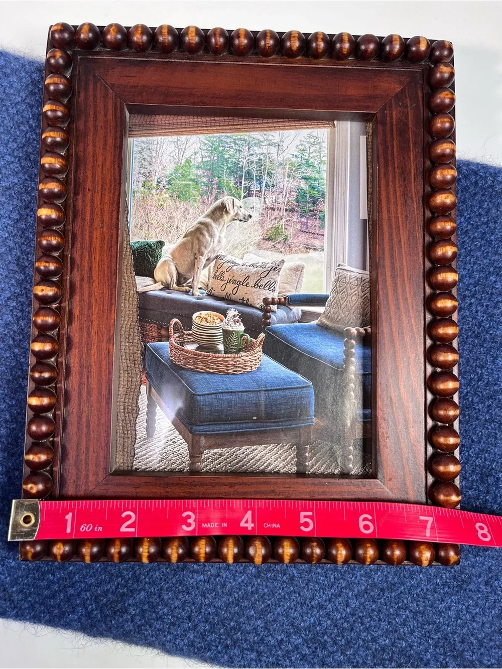 Wood Bead Photo Frame in Dark Brown